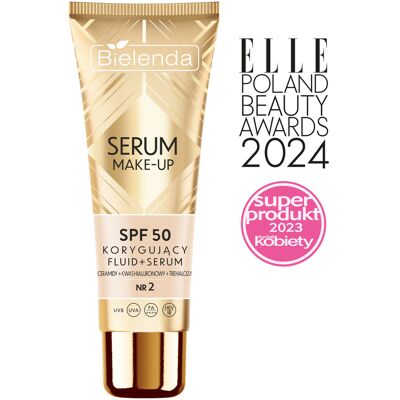 Bielenda Korygujący fluid+serum SPF50 do każdego typu cery, odcień nr 2 Bielenda Korygujący fluid+serum SPF50 do każdego typu cery, odcień nr 2