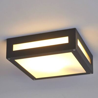 Prostokątna zewnętrzna lampa sufitowa Nerea NEREA Lucande, czarny, aluminium, nowoczesny Prostokątna zewnętrzna lampa sufitowa Nerea NEREA Lucande, czarny, aluminium, nowoczesny