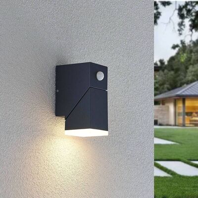 Kinkiet zewnętrzny LED z czujnikiem Sally Lindby, czarny, aluminium, nowoczesny Kinkiet zewnętrzny LED z czujnikiem Sally Lindby, czarny, aluminium, nowoczesny