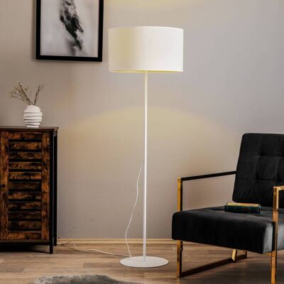 Lampa stojąca Euluna Roller - Wysokość 145cm - Biały/Złoty - E27 40W Lampa stojąca Euluna Roller - Wysokość 145cm - Biały/Złoty - E27 40W
