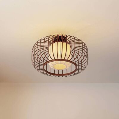 Lampa sufitowa Davella Lindby, możliwość ściemniania, ciemne drewno, salon / jadalnia, bambus, skandynawski Lampa sufitowa Davella Lindby, możliwość ściemniania, ciemne drewno, salon / jadalnia, bambus, skandynawski