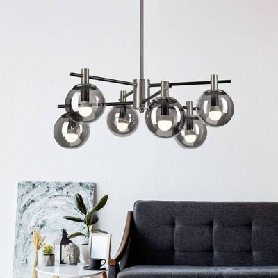Lampa sufitowa Lilou Lamkur, możliwość ściemniania, aluminiowy / szary / cynkowy, salon / jadalnia, szkło Lampa sufitowa Lilou Lamkur, możliwość ściemniania, aluminiowy / szary / cynkowy, salon / jadalnia, szkło