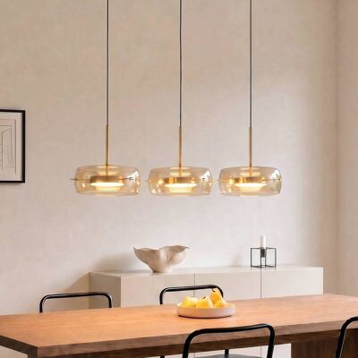 Lampa wisząca Martis Lucande, możliwość ściemniania, kremowy / amber, salon / jadalnia, szkło, nowoczesny Lampa wisząca Martis Lucande, możliwość ściemniania, kremowy / amber, salon / jadalnia, szkło, nowoczesny