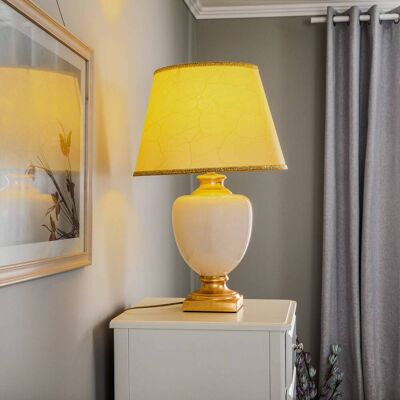 Lampa stołowa Mozart Euluna Iwory/Złoto - Ceramika i Tkanina, E27, 75cm Lampa stołowa Mozart Euluna Iwory/Złoto - Ceramika i Tkanina, E27, 75cm