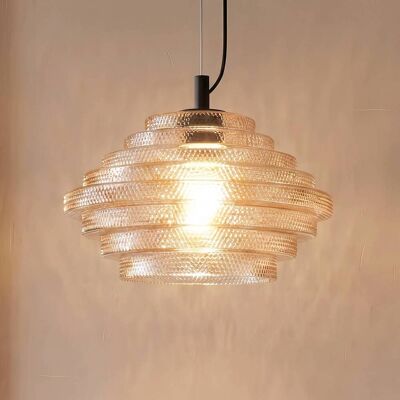 Lampa wisząca szklana Orliana Lindby, możliwość ściemniania, kremowy / amber, salon / jadalnia, szkło, nowoczesny Lampa wisząca szklana Orliana Lindby, możliwość ściemniania, kremowy / amber, salon / jadalnia, szkło, nowoczesny