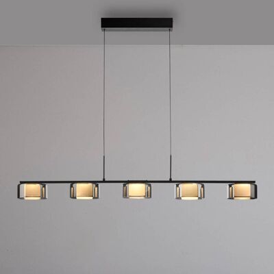 Paul Neuhaus Lampa wisząca szklana Rika, możliwość ściemniania, czarny, salon / jadalnia, szkło, nowoczesny Paul Neuhaus Lampa wisząca szklana Rika, możliwość ściemniania, czarny, salon / jadalnia, szkło, nowoczesny