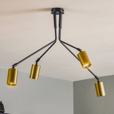 Lampa sufitowa Verno 4 Euluna - Czarna i złota - Wysokość 35 cm Lampa sufitowa Verno 4 Euluna - Czarna i złota - Wysokość 35 cm