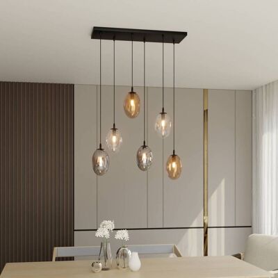 Lampa wisząca szklana Glassy Euluna, możliwość ściemniania, czarny, salon / jadalnia, metal, nowoczesny Lampa wisząca szklana Glassy Euluna, możliwość ściemniania, czarny, salon / jadalnia, metal, nowoczesny
