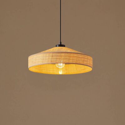 Lampa wisząca Haldor Lindby, możliwość ściemniania, kremowy / amber, salon / jadalnia, drewno, skandynawski Lampa wisząca Haldor Lindby, możliwość ściemniania, kremowy / amber, salon / jadalnia, drewno, skandynawski