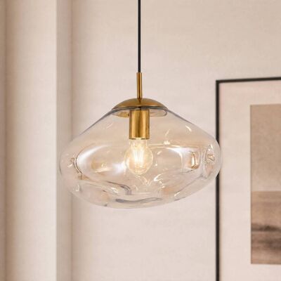 Lampa wisząca szklana Lelia Lindby, możliwość ściemniania, kremowy / amber, salon / jadalnia, szkło, design Lampa wisząca szklana Lelia Lindby, możliwość ściemniania, kremowy / amber, salon / jadalnia, szkło, design