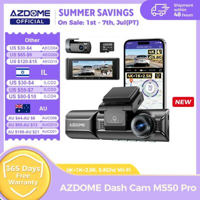 Ulepszony rejestrator samochodowy AZDOME M550 Pro 4K, kamera przednia, Wi-Fi 5.8Ghz, GPS, czujnik G, rejestrator samochodowy DVR, 6 diod IR do widzenia w nocy, monitor parkowania Ulepszony rejestrator samochodowy AZDOME M550 Pro 4K, kamera przednia, Wi-Fi 5.8Ghz, GPS, czujnik G, rejestrator samochodowy DVR, 6 diod IR do widzenia w nocy, monitor parkowania