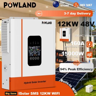 POWLAND 12000W Solarny Inwerter Hybrydowy MPPT 220V 48V Maks. Napięcie Wejściowe PV 500V 24000VA Ładowarka Solarna 160A Podwójne Wejście Obsługa BMS Z WIFI POWLAND 12000W Solarny Inwerter Hybrydowy MPPT 220V 48V Maks. Napięcie Wejściowe PV 500V 24000VA Ładowarka Solarna 160A Podwójne Wejście Obsługa BMS Z WIFI
