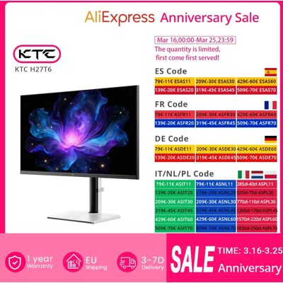 KTC H27T6 Płaski Monitor Gamingowy Fast IPS QHD 2560*1440 @ 200Hz z Overdrive'em do 210Hz, Czas Odpowiedź 1Ms GTG, Jasność 450 cd/m², 27 cali 2K, Podwójne Głośniki, Elastyczny Stojak, Montaż VESA, KTC H27T6 Płaski Monitor Gamingowy Fast IPS QHD 2560*1440 @ 200Hz z Overdrive'em do 210Hz, Czas Odpowiedź 1Ms GTG, Jasność 450 cd/m², 27 cali 2K, Podwójne Głośniki, Elastyczny Stojak, Montaż VESA,