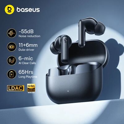 Bezprzewodowe słuchawki Baseus Bass EP10 Ultra - redukcja szumów -55dB, 65 godzin pracy na baterii, słuchawki Bluetooth 6.0, 6 mikrofonów, wyraźne połączenia AI Bezprzewodowe słuchawki Baseus Bass EP10 Ultra - redukcja szumów -55dB, 65 godzin pracy na baterii, słuchawki Bluetooth 6.0, 6 mikrofonów, wyraźne połączenia AI