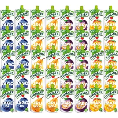 Tymbark zestaw musów 200g x 40 sztuk: Gruszka, Marakuja,Mango-Brzoskwinia, Jagoda Tymbark zestaw musów 200g x 40 sztuk: Gruszka, Marakuja,Mango-Brzoskwinia, Jagoda