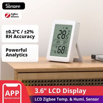 SONOFF SNZB-02DR2 AirGuard TH 3.6'' LCD Zigbee Czujnik Temperatury i Wilgotności z Monitorowaniem przez Aplikację, Współpracuje z Apple Home przez Matter Bridge SONOFF SNZB-02DR2 AirGuard TH 3.6'' LCD Zigbee Czujnik Temperatury i Wilgotności z Monitorowaniem przez Aplikację, Współpracuje z Apple Home przez Matter Bridge