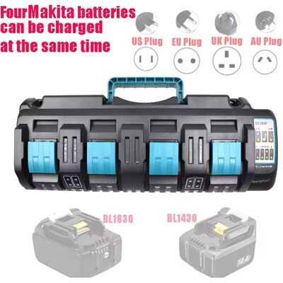 OWJHE Ładowarka do akumulatorów Makita 14.4V-18V LXT Lithium-Ion, 4-portowa ładowarka szybkiego ładowania z podwójnym portem USB 8A/12A do elektronarzędzi OWJHE Ładowarka do akumulatorów Makita 14.4V-18V LXT Lithium-Ion, 4-portowa ładowarka szybkiego ładowania z podwójnym portem USB 8A/12A do elektronarzędzi