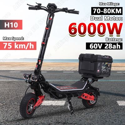 Hulajnogi elektryczne FREEBOY H10 6000W z podwójnym silnikiem, bateria 60V 28AH, hamulce hydrauliczne, zestaw narzędzi w prezencie, hulajnoga elektryczna, prędkość 75km/h, opony 12 cali. Hulajnogi elektryczne FREEBOY H10 6000W z podwójnym silnikiem, bateria 60V 28AH, hamulce hydrauliczne, zestaw narzędzi w prezencie, hulajnoga elektryczna, prędkość 75km/h, opony 12 cali.