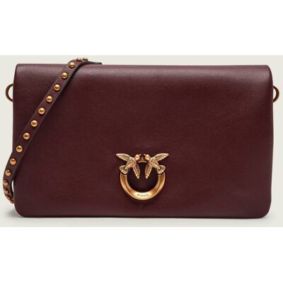 Pinko Skórzana kopertówka CLICK SOFT HORIZONTAL MINI bordowy OS Pinko Skórzana kopertówka CLICK SOFT HORIZONTAL MINI bordowy OS