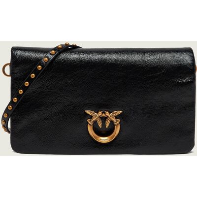 Pinko Skórzana kopertówka CLICK SOFT HORIZONTAL MINI czarny OS Pinko Skórzana kopertówka CLICK SOFT HORIZONTAL MINI czarny OS