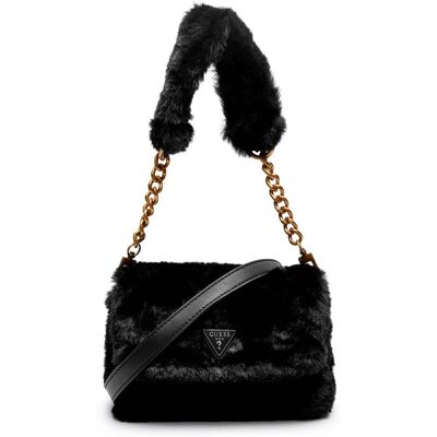 Guess Torebka na ramię SAMIA shearling czarny OS Guess Torebka na ramię SAMIA shearling czarny OS