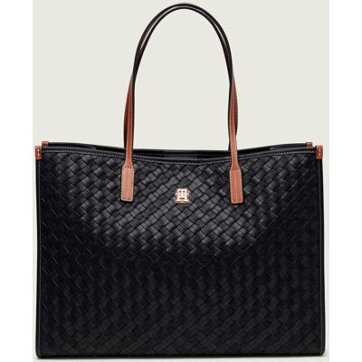 Tommy Hilfiger Shopperka TH CITY z dodatkiem skóry czarny OS Tommy Hilfiger Shopperka TH CITY z dodatkiem skóry czarny OS