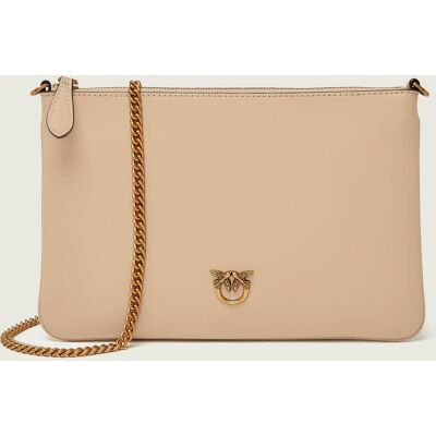 Pinko Skórzana kopertówka Flat Classic Vitello Seta beżowy OS Pinko Skórzana kopertówka Flat Classic Vitello Seta beżowy OS