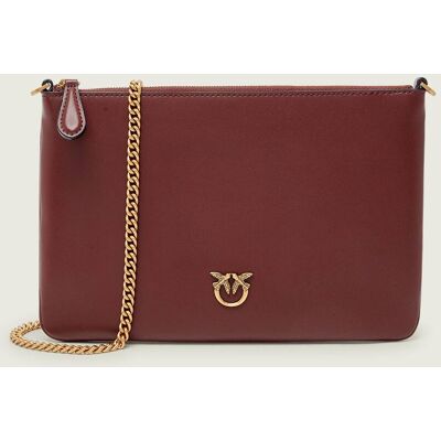Pinko Skórzana kopertówka FLAT CLASSIC bordowy OS Pinko Skórzana kopertówka FLAT CLASSIC bordowy OS