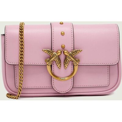 Pinko Skórzana torebka na ramię LOVE ONE POCKET pudrowy róż OS Pinko Skórzana torebka na ramię LOVE ONE POCKET pudrowy róż OS