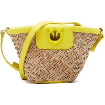 Pinko Torba plażowa .LOVE SUMMER BUCKET RAFIA z dodatkiem skóry żółty OS Pinko Torba plażowa .LOVE SUMMER BUCKET RAFIA z dodatkiem skóry żółty OS