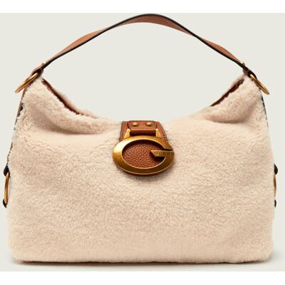 Guess Torebka na ramię CAMDEN shearling beżowy OS Guess Torebka na ramię CAMDEN shearling beżowy OS
