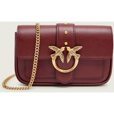 Pinko Skórzana torebka na ramię LOVE ONE POCKET bordowy OS Pinko Skórzana torebka na ramię LOVE ONE POCKET bordowy OS