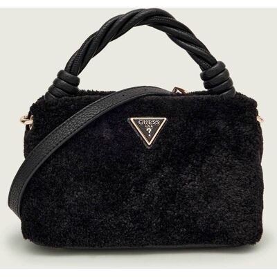 Guess Torebka na ramię SHAIDA shearling czarny OS Guess Torebka na ramię SHAIDA shearling czarny OS