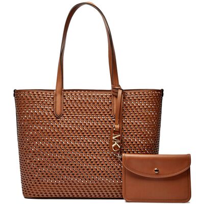Michael Kors Skórzana shopperka + saszetka ELIZA brązowy OS Michael Kors Skórzana shopperka + saszetka ELIZA brązowy OS