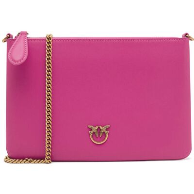 Pinko Skórzana kopertówka FLAT CLASSIC VITELLO SETA fuksja OS Pinko Skórzana kopertówka FLAT CLASSIC VITELLO SETA fuksja OS