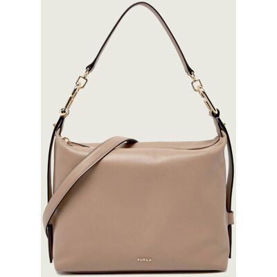 Furla Skórzana torebka na ramię FURLA TONIE beżowy OS Furla Skórzana torebka na ramię FURLA TONIE beżowy OS