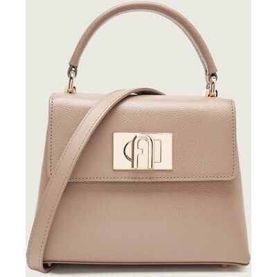 Furla Skórzany kuferek FURLA 1927 beżowy OS Furla Skórzany kuferek FURLA 1927 beżowy OS