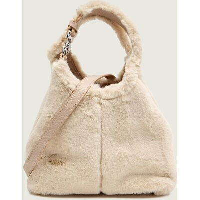 Torebka na ramię Coccinelle C-Easy z dodatkiem skóry shearling beżowy OS Torebka na ramię Coccinelle C-Easy z dodatkiem skóry shearling beżowy OS