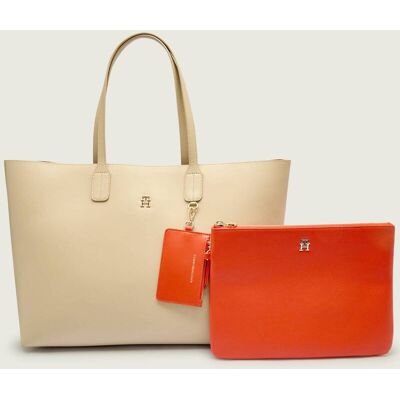 Tommy Hilfiger Dwustronna shopperka + saszetka ICON beżowy OS Tommy Hilfiger Dwustronna shopperka + saszetka ICON beżowy OS
