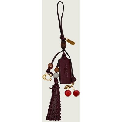 Coach Skórzany brelok CHERRY HERITAGE bordowy OS Coach Skórzany brelok CHERRY HERITAGE bordowy OS