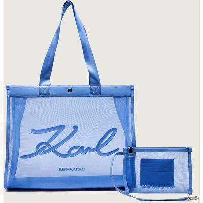 Karl Lagerfeld Jeans Torba plażowa + saszetka K/Signature niebieski OS Karl Lagerfeld Jeans Torba plażowa + saszetka K/Signature niebieski OS