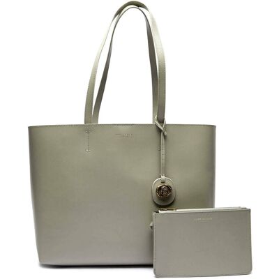 Kurt Geiger Skórzana shopperka + saszetka 690-CHELSEA popielaty OS Kurt Geiger Skórzana shopperka + saszetka 690-CHELSEA popielaty OS