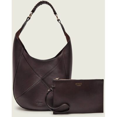 Guess Skórzane hobo + saszetka PAULINE brązowy OS Guess Skórzane hobo + saszetka PAULINE brązowy OS