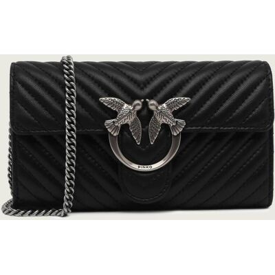 Pinko Skórzana kopertówka/portfel LOVE ONE WALLET C czarny OS Pinko Skórzana kopertówka/portfel LOVE ONE WALLET C czarny OS