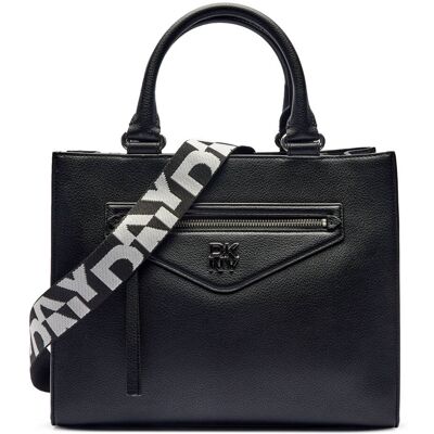 DKNY Skórzana shopperka czarny OS DKNY Skórzana shopperka czarny OS