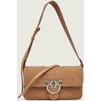 Pinko Torebka na ramię LOVE ONE SLOUCHY CLASSIC zamsz beżowy OS Pinko Torebka na ramię LOVE ONE SLOUCHY CLASSIC zamsz beżowy OS