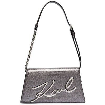 Karl Lagerfeld Skórzana torebka na ramię K/SIGNATURE 2.0 srebrny OS Karl Lagerfeld Skórzana torebka na ramię K/SIGNATURE 2.0 srebrny OS