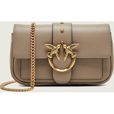 Pinko Skórzana torebka na ramię Love One Pocket beżowy OS Pinko Skórzana torebka na ramię Love One Pocket beżowy OS