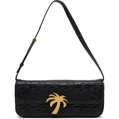 Palm Angels Skórzana torebka na ramię czarny OS Palm Angels Skórzana torebka na ramię czarny OS