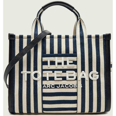 Marc Jacobs Shopperka The Stripe Canvas Medium Tote Bag z dodatkiem skóry beżowy OS Marc Jacobs Shopperka The Stripe Canvas Medium Tote Bag z dodatkiem skóry beżowy OS